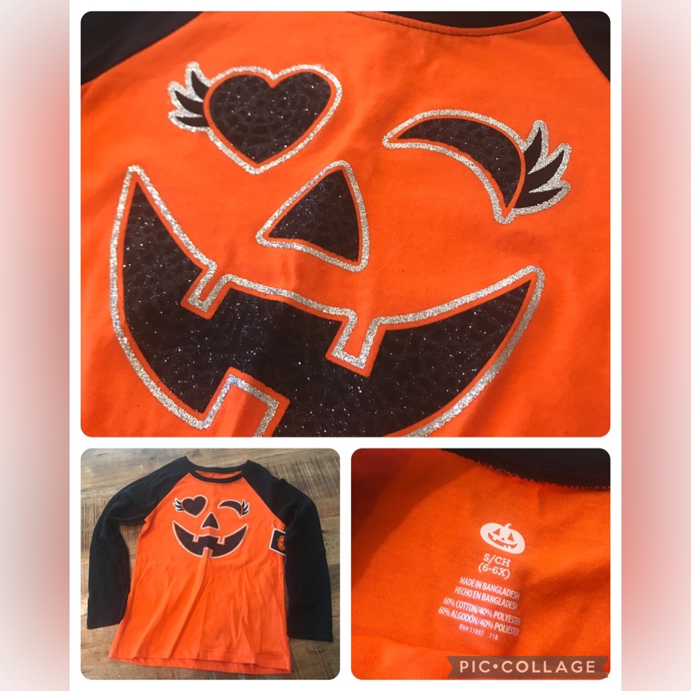 Sparkly Halloween Jack-o-lantern long sleeve t-shirt